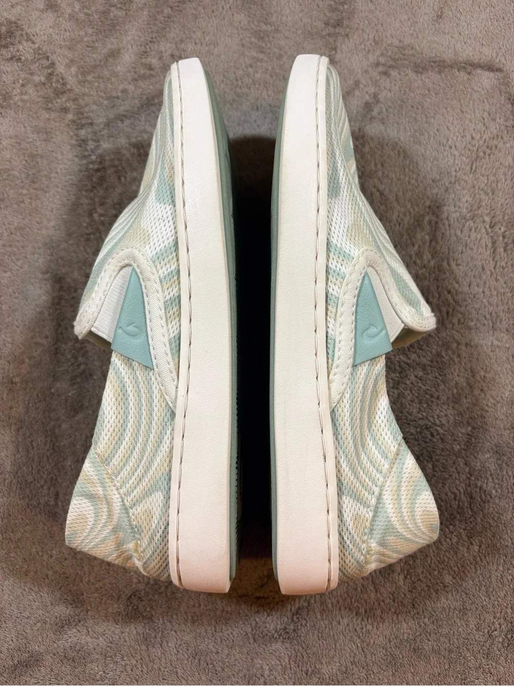 OluKai Pehuea Slip-On Sneakers in Light Blue Swirl Womens 6